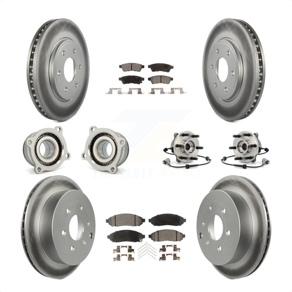 Front Rear Hub Bearings Assembly Coated Disc Brake Rotors And Ceramic Pads Kit (10Pc) For Nissan Frontier KBB-112911 by Transit Auto