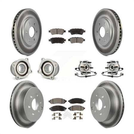 Front Rear Hub Bearings Assembly Coated Disc Brake Rotors And Ceramic Pads Kit (10Pc) For 2006-2007 Nissan Xterra 4WD with Automatic transmission KBB-112913 by Transit Auto