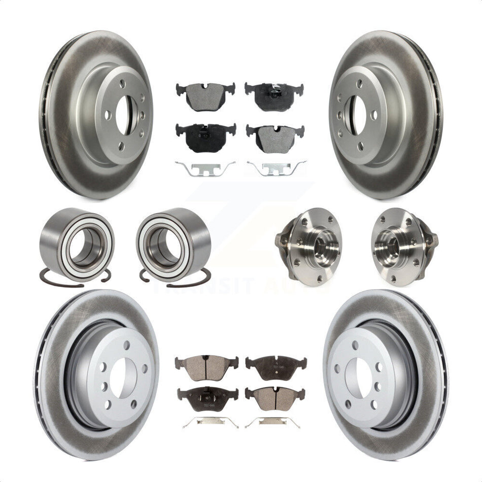 Front Rear Wheel Hub Bearings Assembly Coated Disc Brake Rotors And Ceramic Pads Shoes Kit (10Pc) For 2010 BMW X3 KBB-112937 by Transit Auto