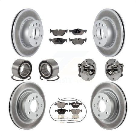 Front Rear Wheel Hub Bearings Assembly Coated Disc Brake Rotors And Ceramic Pads Shoes Kit (10Pc) For 2007 BMW 323i With 312mm Diameter Rotor KBB-112994 by Transit Auto