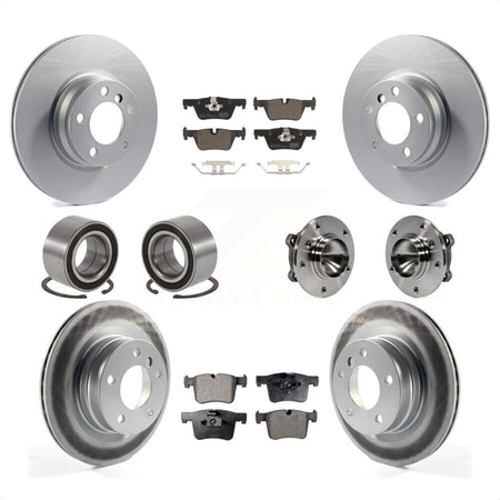 Front Rear Hub Bearing Assembly Coated Disc Brake Rotors And Ceramic Pads Shoe Kit (10Pc) For 2012 BMW 328i Coupe with 2.0L Without Blue Painted Calipers With M Sport Package KBB-112997 by Transit Auto