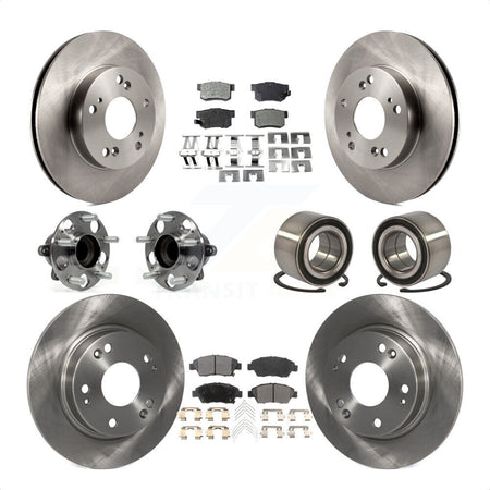 Front Rear Wheel Hub Bearings Assembly Disc Brake Rotors And Semi-Metallic Pads Kit (10Pc) For 2013-2014 Acura ILX 1.5L KBB-113128 by Transit Auto