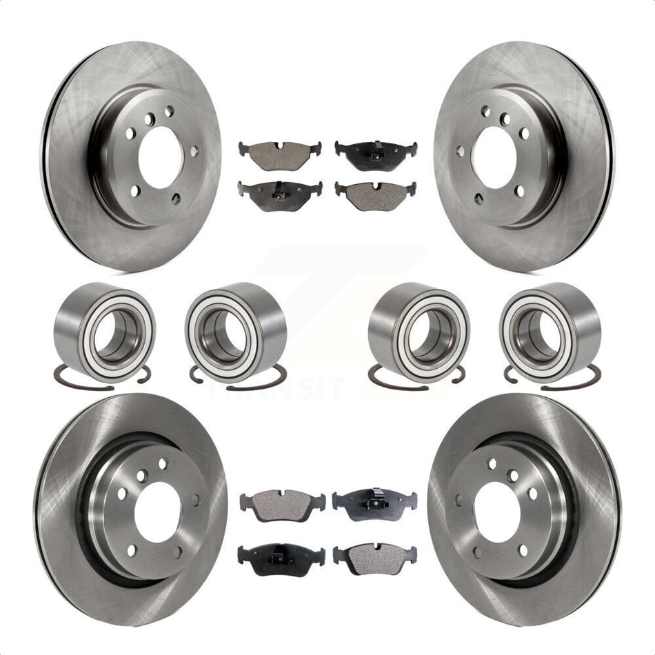 Front Rear Wheel Bearings Disc Brake Rotors And Semi-Metallic Pads Kit (10Pc) For 2001-2005 BMW 325i KBB-113137 by Transit Auto