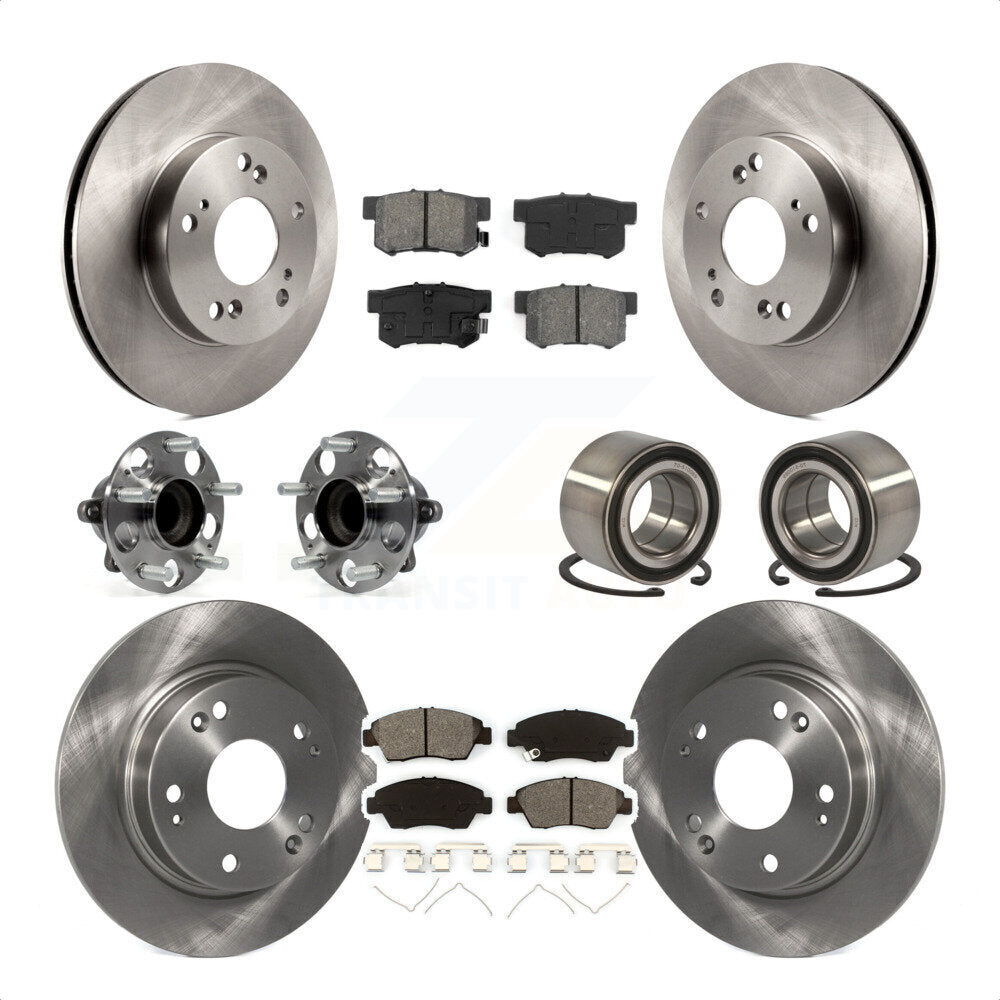Front Rear Wheel Hub Bearings Assembly Disc Brake Rotors And Semi-Metallic Pads Kit (10Pc) For 2013-2014 Acura ILX 1.5L KBB-113144 by Transit Auto