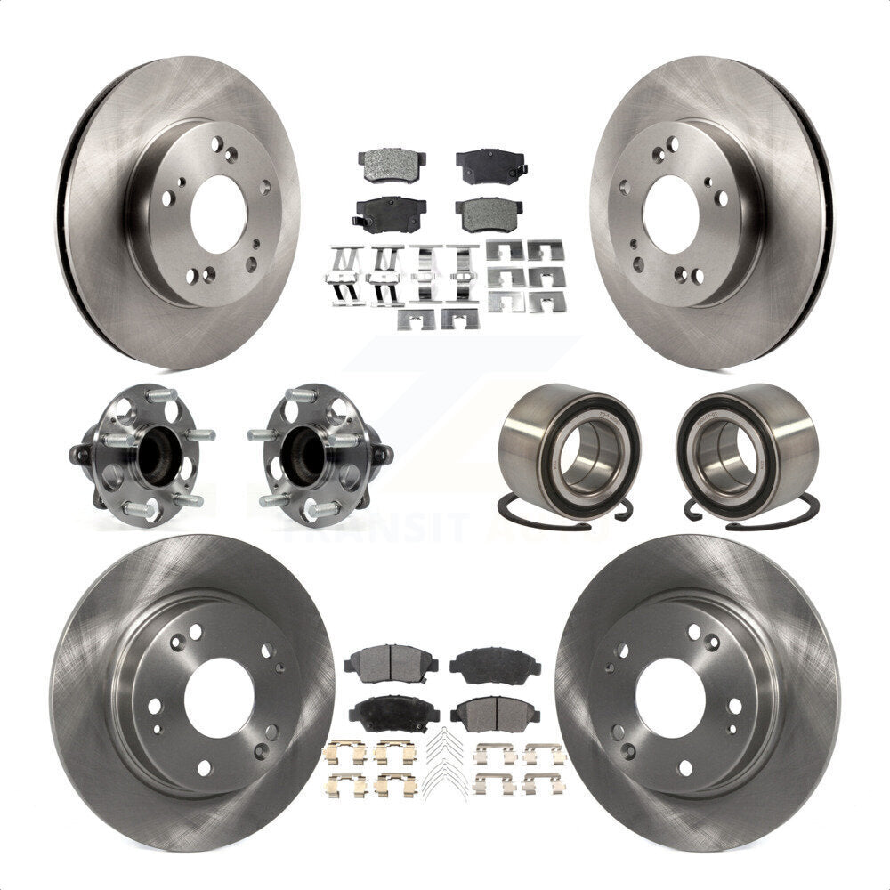 Front Rear Wheel Hub Bearings Assembly Disc Brake Rotors And Ceramic Pads Kit (10Pc) For 2013-2014 Acura ILX 1.5L KBB-113160 by Transit Auto
