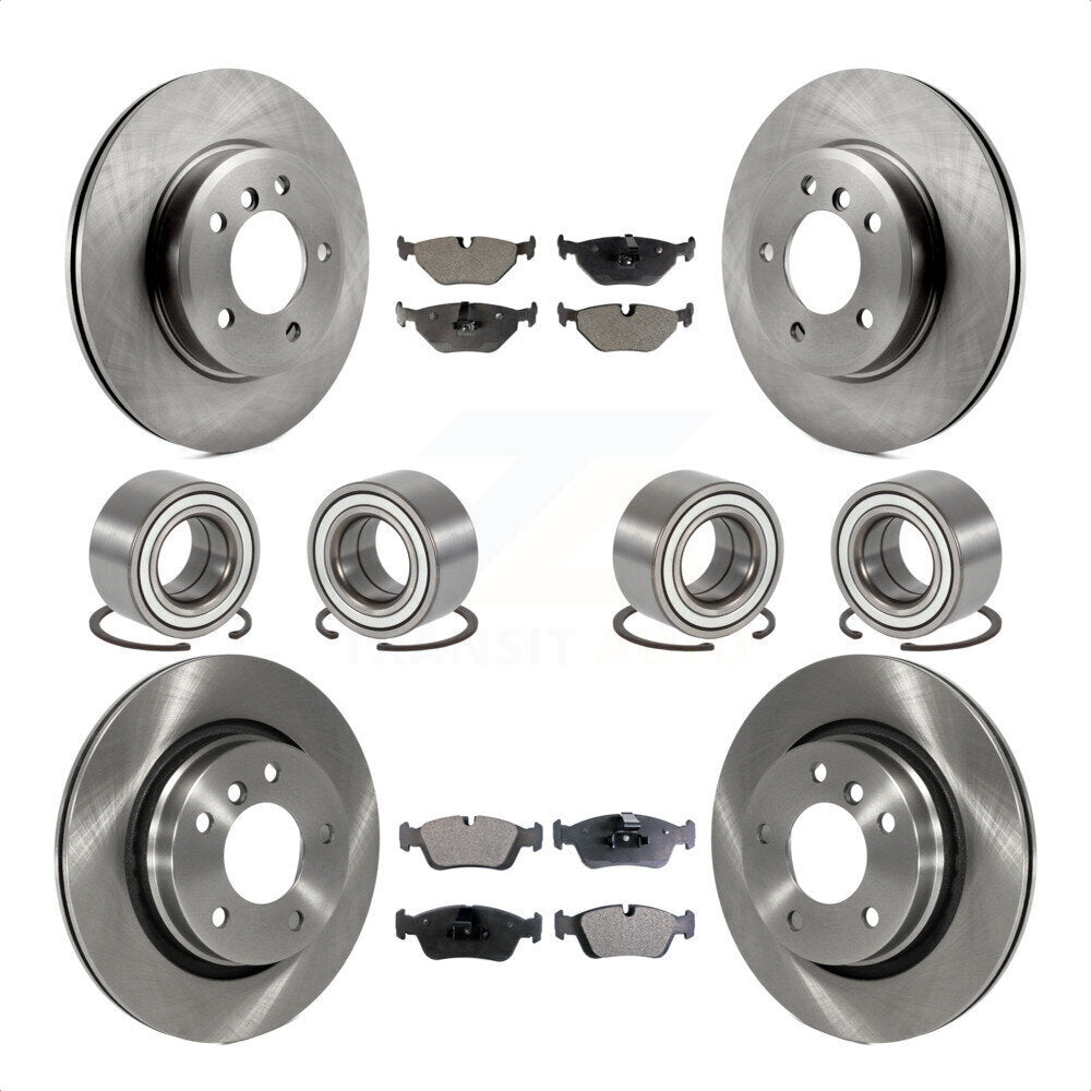 Front Rear Wheel Bearings Disc Brake Rotors And Ceramic Pads Kit (10Pc) For 2001-2005 BMW 325i KBB-113169 by Transit Auto
