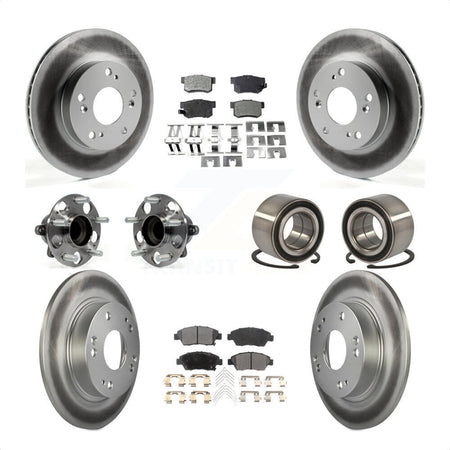 Front Rear Wheel Hub Bearings Assembly Coated Disc Brake Rotors And Semi-Metallic Pads Kit (10Pc) For 2013-2014 Acura ILX 1.5L KBB-113212 by Transit Auto