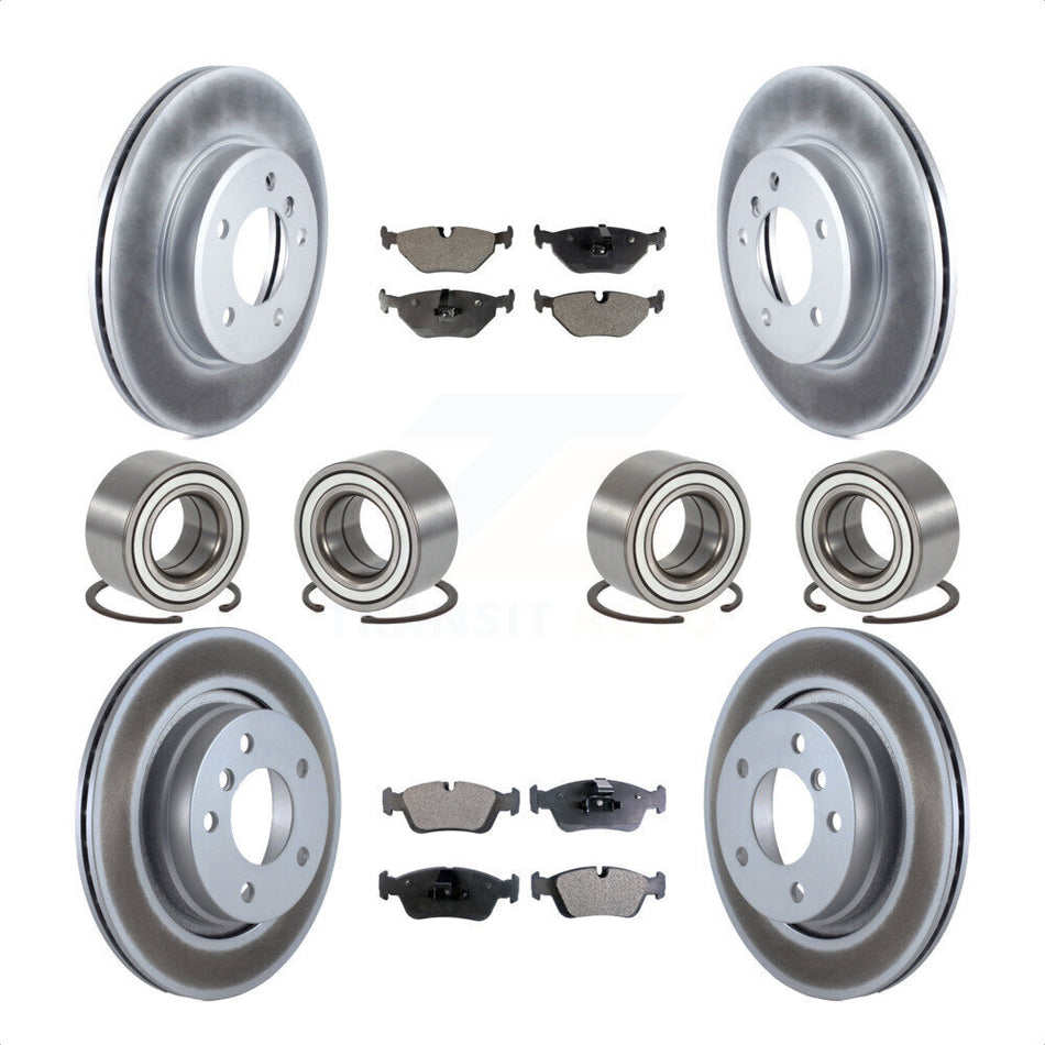 Front Rear Wheel Bearings Coated Disc Brake Rotors And Semi-Metallic Pads Kit (10Pc) For 2001-2005 BMW 325i KBB-113229 by Transit Auto