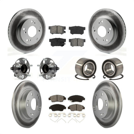 Front Rear Wheel Hub Bearings Assembly Coated Disc Brake Rotors And Semi-Metallic Pads Kit (10Pc) For 2013-2014 Acura ILX 1.5L KBB-113236 by Transit Auto