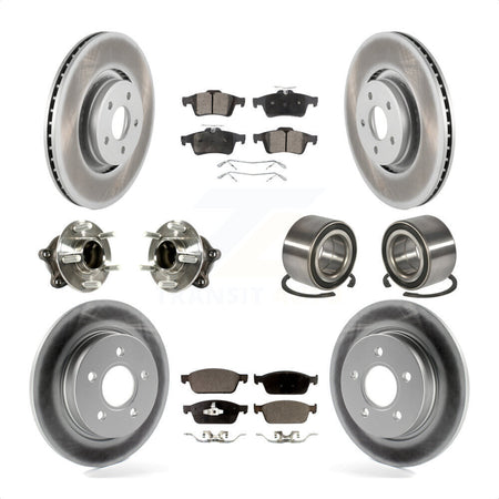 Front Rear Wheel Hub Bearings Assembly Coated Disc Brake Rotors And Ceramic Pads Kit (10Pc) For Ford Focus With Parking Assist KBB-113252 by Transit Auto