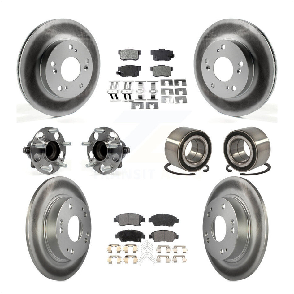 Front Rear Wheel Hub Bearings Assembly Coated Disc Brake Rotors And Ceramic Pads Kit (10Pc) For 2013-2014 Acura ILX 1.5L KBB-113256 by Transit Auto