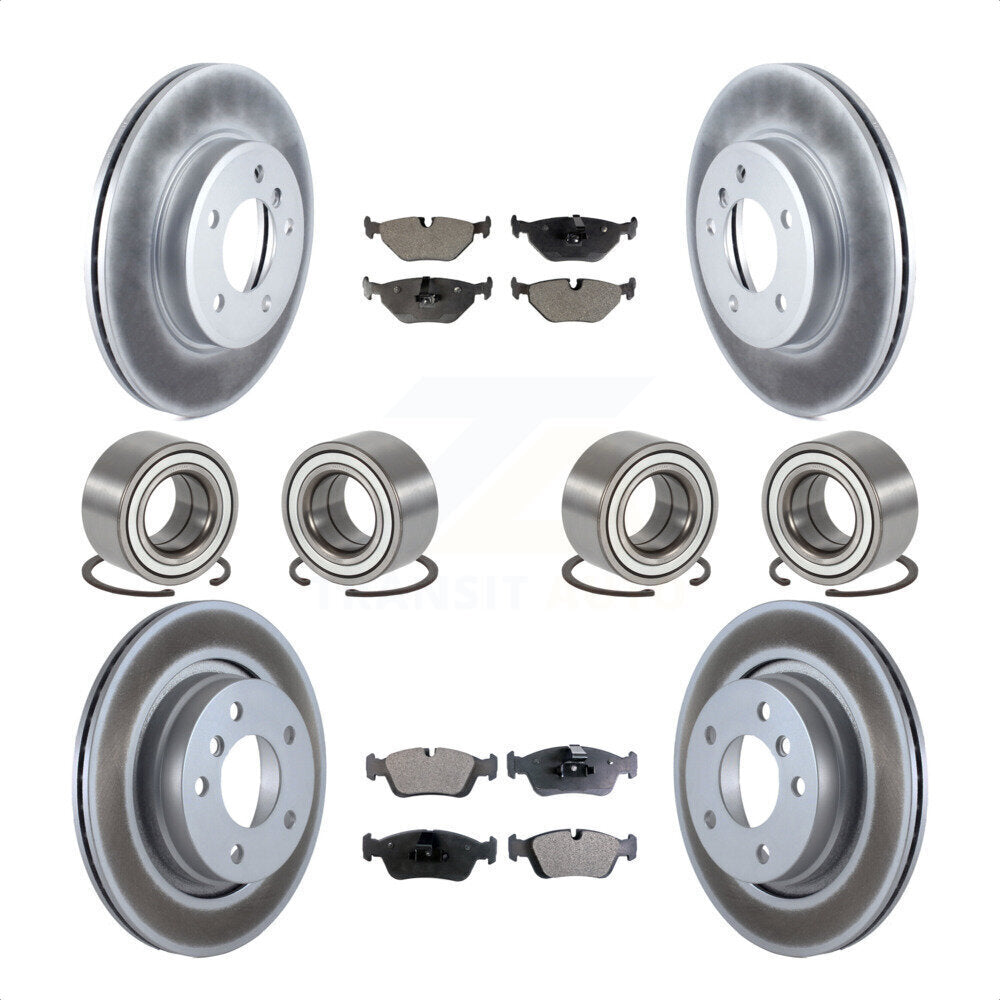 Front Rear Wheel Bearings Coated Disc Brake Rotors And Ceramic Pads Kit (10Pc) For 2001-2005 BMW 325i KBB-113273 by Transit Auto