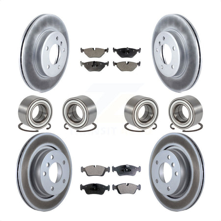 Front Rear Wheel Bearings Coated Disc Brake Rotors And Ceramic Pads Kit (10Pc) For 2001-2005 BMW 325i KBB-113273 by Transit Auto