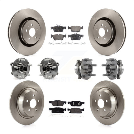Front Rear Hub Bearings Assembly Disc Brake Rotors And Semi-Metallic Pads Kit (10Pc) For 2017-2019 Ford Fusion Sport with AWD 2.7L KBB-113311 by Transit Auto