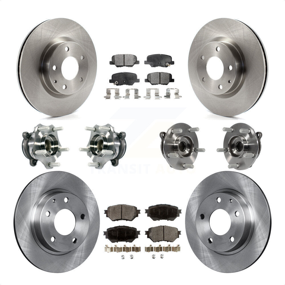 Front Rear Hub Bearings Assembly Disc Brake Rotors And Semi-Metallic Pads Kit (10Pc) For Mazda 3 Sport 2.5L KBB-113326 by Transit Auto
