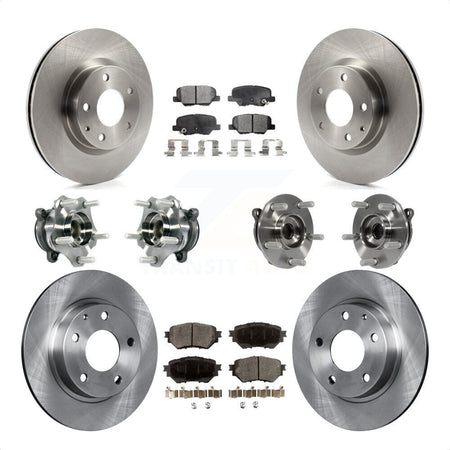 Front Rear Hub Bearings Assembly Disc Brake Rotors And Semi-Metallic Pads Kit (10Pc) For Mazda 3 Sport 2.5L KBB-113326 by Transit Auto