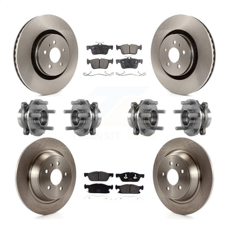 Front Rear Hub Bearings Assembly Disc Brake Rotors And Semi-Metallic Pads Kit (10Pc) For 2017 Lincoln Continental AWD With 14mm Wheel Lugs KBB-113346 by Transit Auto