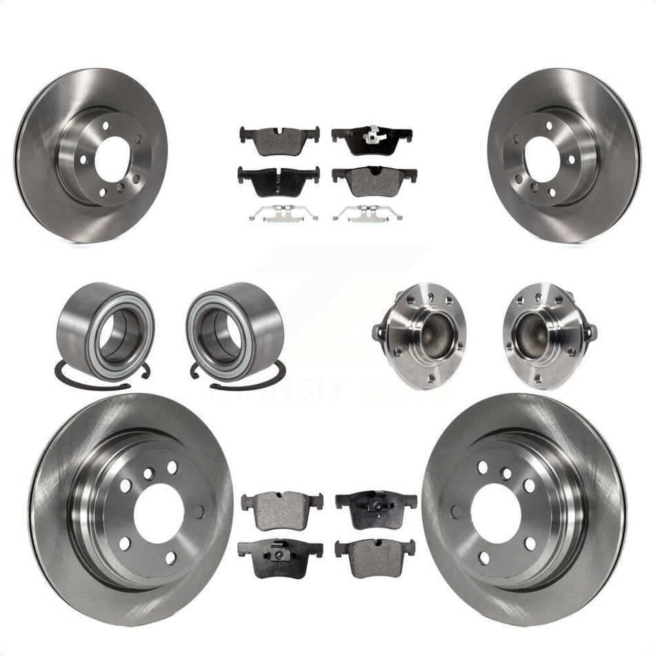 Front Rear Wheel Hub Bearings Assembly Disc Brake Rotors And Semi-Metallic Pads Shoes Kit (10Pc) For BMW 428i Gran Coupe Without Blue Painted Calipers M Sport Package KBB-113354 by Transit Auto