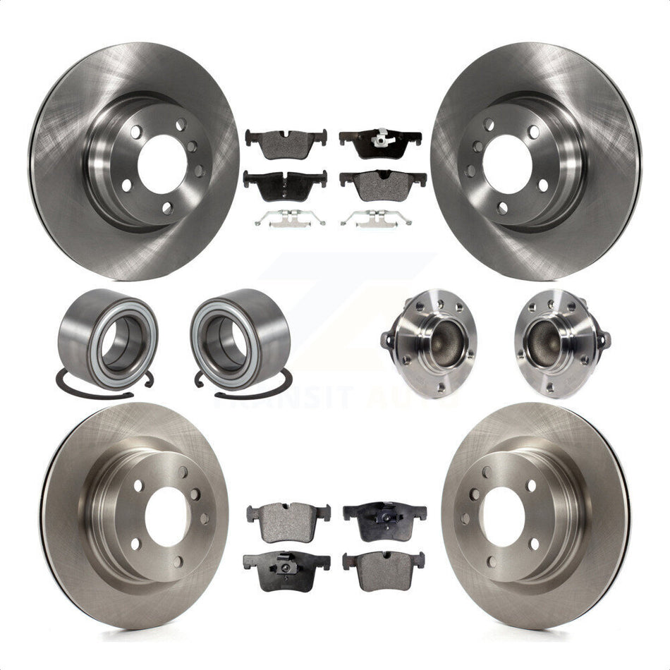 Front Rear Wheel Hub Bearings Assembly Disc Brake Rotors And Semi-Metallic Pads Shoes Kit (10Pc) For BMW 328i 228i KBB-113358 by Transit Auto