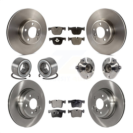 Front Rear Wheel Hub Bearings Assembly Disc Brake Rotors And Semi-Metallic Pads Shoes Kit (10Pc) For BMW 435i 335i Gran Coupe Without Blue Painted Calipers KBB-113359 by Transit Auto