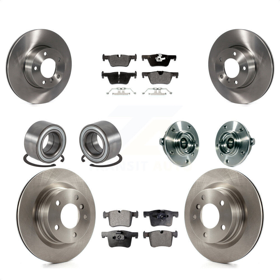 Front Rear Hub Bearings Assembly Disc Brake Rotors And Semi-Metallic Pads Shoes Kit (10Pc) For 2015-2016 BMW 228i xDrive Without Blue Painted Calipers M Sport Package KBB-113363 by Transit Auto