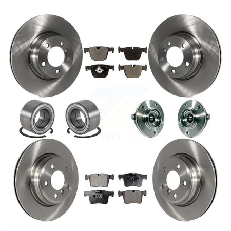 Front Rear Hub Bearings Disc Brake Rotors And Semi-Metallic Pads Shoes Kit (10Pc) For 2015-2016 BMW 428i xDrive Gran Coupe Without Blue Painted Calipers With M Sport Package KBB-113364 by Transit Auto