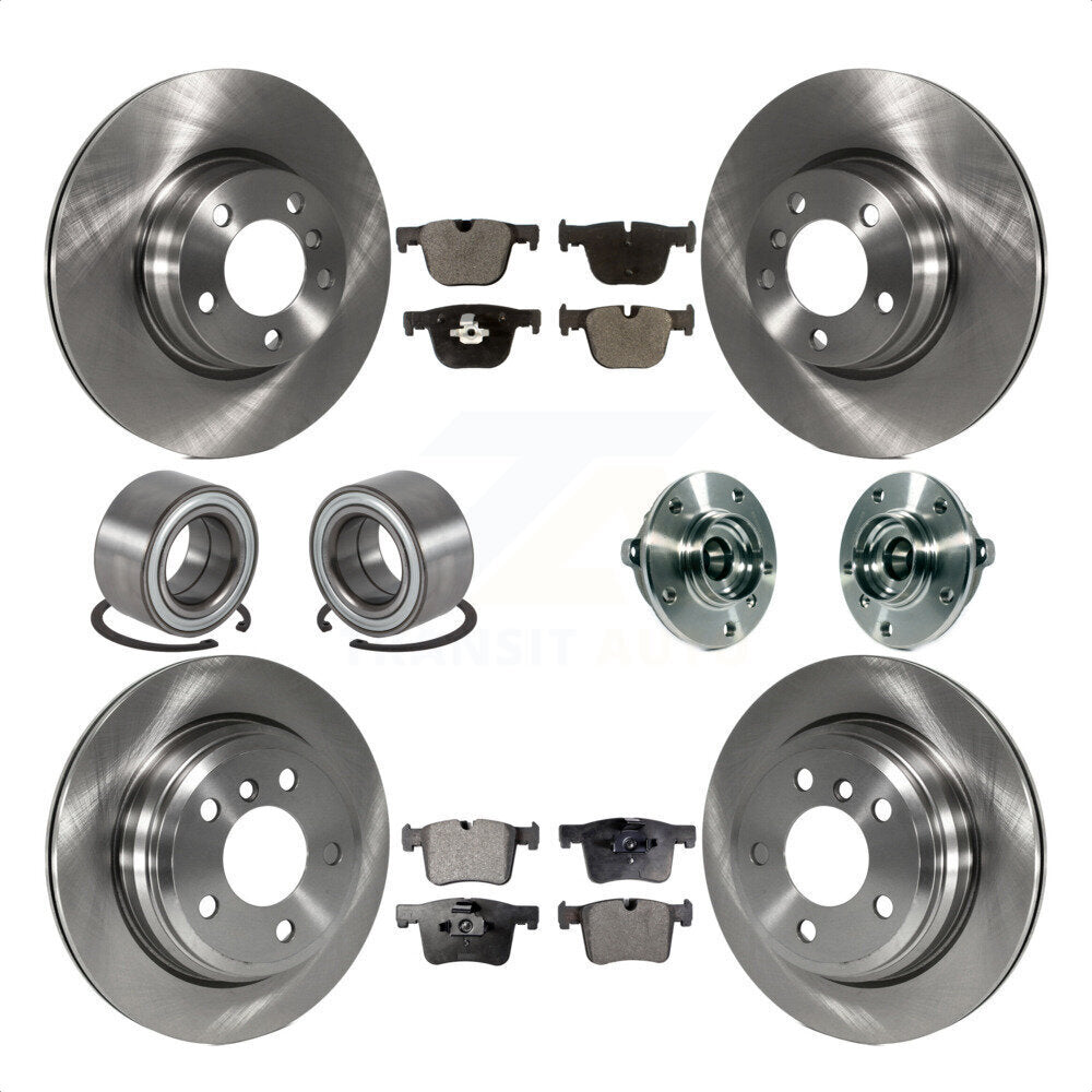 Front Rear Wheel Hub Bearings Assembly Disc Brake Rotors And Semi-Metallic Pads Shoes Kit (10Pc) For 2016 BMW 428i xDrive Without Blue Painted Calipers With M Sport Package KBB-113365 by Transit Auto