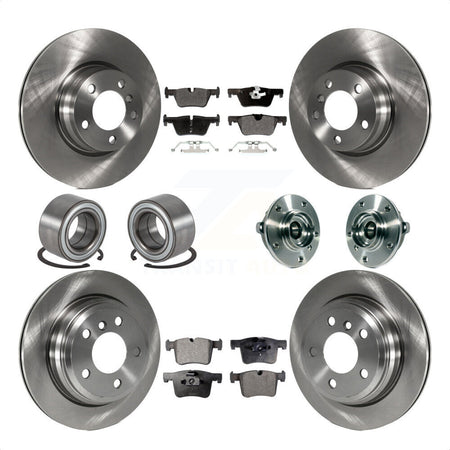 Front Rear Wheel Hub Bearings Assembly Disc Brake Rotors And Semi-Metallic Pads Shoes Kit (10Pc) For 2015 BMW 328i xDrive Without Blue Painted Calipers With M Sport Package KBB-113366 by Transit Auto