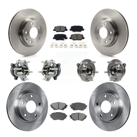 Front Rear Hub Bearings Assembly Disc Brake Rotors And Semi-Metallic Pads Kit (10Pc) For Mazda 3 Sport 2.5L KBB-113405 by Transit Auto