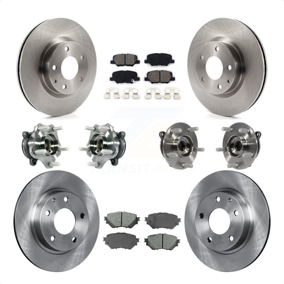 Front Rear Hub Bearings Assembly Disc Brake Rotors And Semi-Metallic Pads Kit (10Pc) For Mazda 3 Sport 2.5L KBB-113405 by Transit Auto
