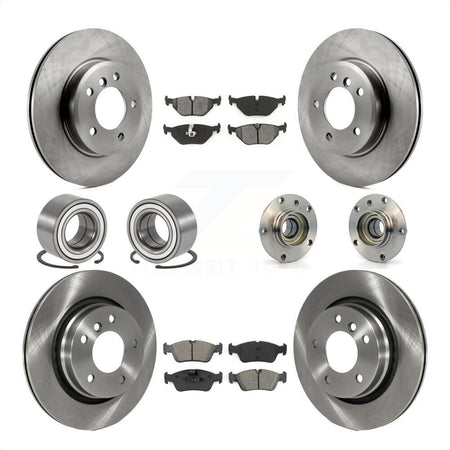 Front Rear Wheel Hub Bearings Assembly Disc Brake Rotors And Semi-Metallic Pads Shoes Kit (10Pc) For 2001-2005 BMW 325i KBB-113417 by Transit Auto