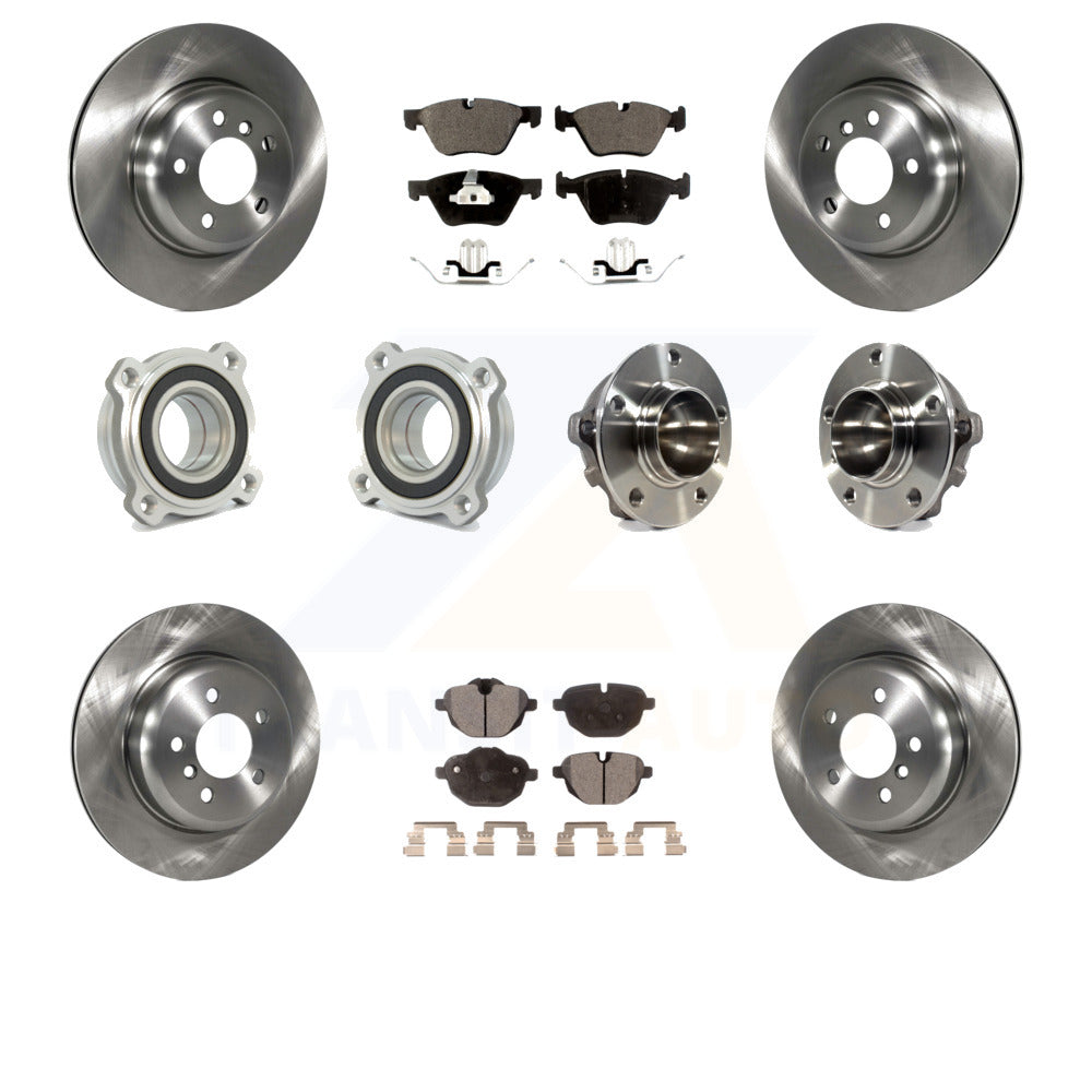 Front Rear Hub Bearings Assembly Disc Brake Rotors And Ceramic Pads Kit (10Pc) For 2012 BMW 528i Without Performance Brakes With 330mm Diameter Rotor KBB-113423 by Transit Auto