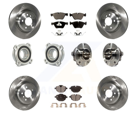 Front Rear Hub Bearings Assembly Disc Brake Rotors And Ceramic Pads Kit (10Pc) For 2012 BMW 528i Without Performance Brakes With 330mm Diameter Rotor KBB-113423 by Transit Auto