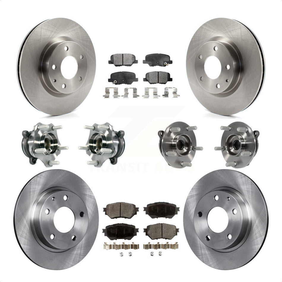 Front Rear Hub Bearings Assembly Disc Brake Rotors And Ceramic Pads Kit (10Pc) For Mazda 3 Sport 2.5L KBB-113458 by Transit Auto