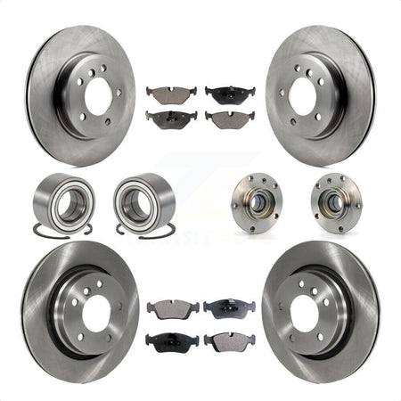 Front Rear Wheel Hub Bearings Assembly Disc Brake Rotors And Ceramic Pads Shoes Kit (10Pc) For 2001-2005 BMW 325i KBB-113475 by Transit Auto