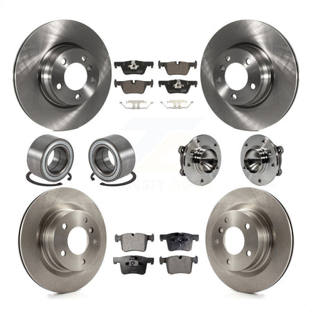 Front Rear Wheel Hub Bearing Assembly Disc Brake Rotors And Ceramic Pads Shoes Kit (10Pc) For 2012 BMW 328i Sedan with 2.0L Without Blue Painted Calipers With M Sport Package KBB-113478 by Transit Auto