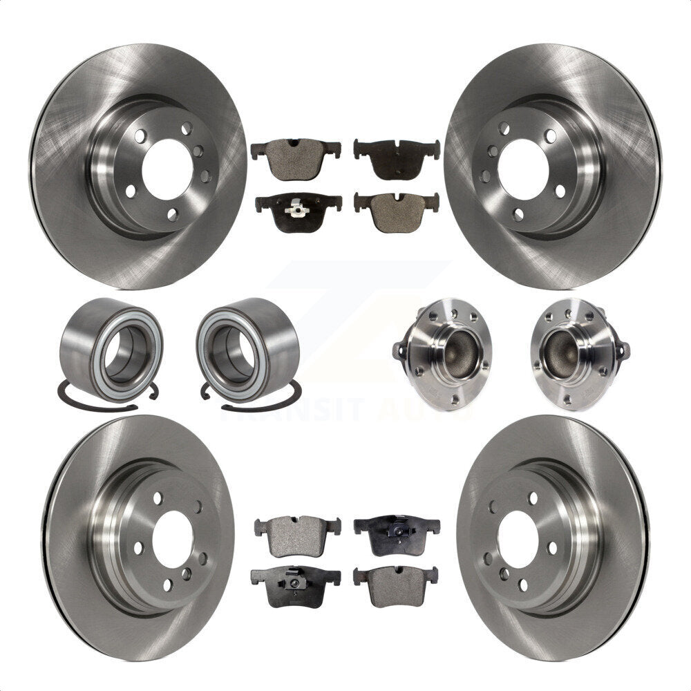 Front Rear Wheel Hub Bearings Assembly Disc Brake Rotors And Ceramic Pads Shoes Kit (10Pc) For BMW 428i Gran Coupe Without Blue Painted Calipers With M Sport Package KBB-113482 by Transit Auto