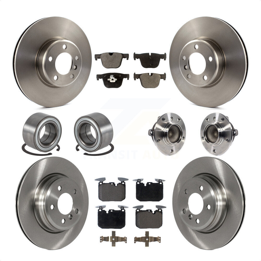 Front Rear Wheel Hub Bearings Assembly Disc Brake Rotors And Ceramic Pads Shoes Kit (10Pc) For BMW 340i 435i Gran Coupe ActiveHybrid 3 KBB-113486 by Transit Auto