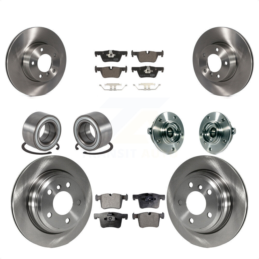 Front Rear Wheel Hub Bearings Assembly Disc Brake Rotors And Ceramic Pads Shoes Kit (10Pc) For BMW 328i xDrive 320i 428i Gran Coupe 328d GT KBB-113488 by Transit Auto