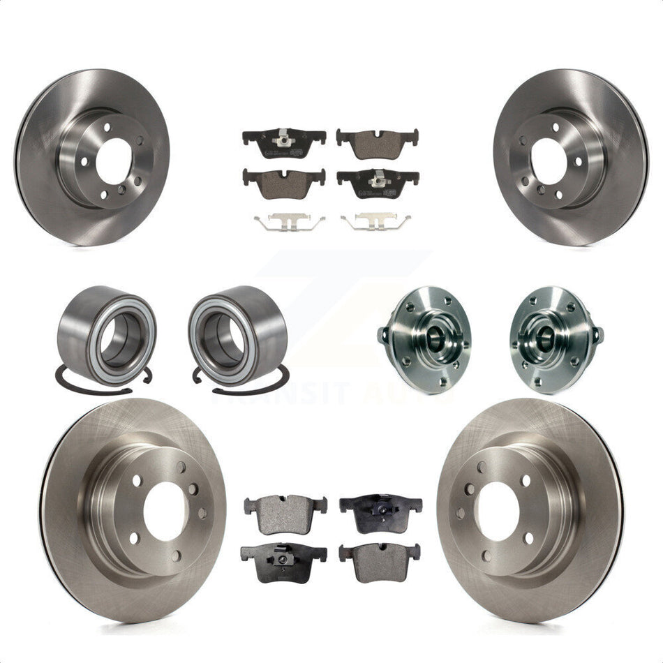 Front Rear Wheel Hub Bearings Assembly Disc Brake Rotors And Ceramic Pads Shoes Kit (10Pc) For 2015-2016 BMW 228i xDrive Without Blue Painted Calipers M Sport Package KBB-113489 by Transit Auto