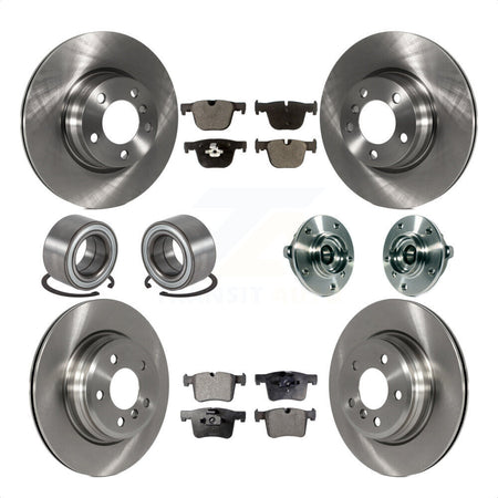 Front Rear Hub Bearing Assembly Disc Brake Rotors And Ceramic Pads Shoe Kit (10Pc) For 2015-2016 BMW 428i xDrive Gran Coupe Without Blue Painted Calipers With M Sport Package KBB-113490 by Transit Auto