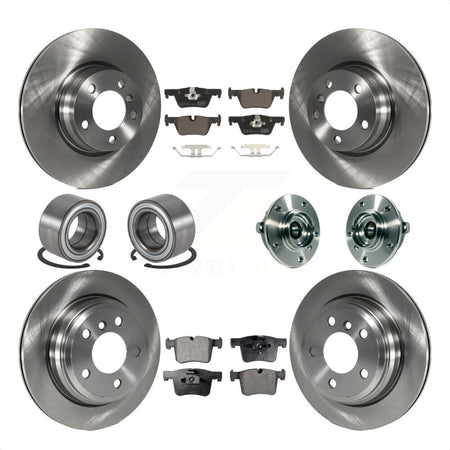 Front Rear Wheel Hub Bearings Assembly Disc Brake Rotors And Ceramic Pads Shoes Kit (10Pc) For 2015 BMW 328i xDrive Without Blue Painted Calipers With M Sport Package KBB-113492 by Transit Auto
