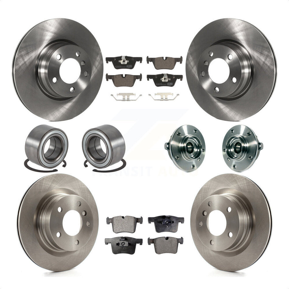 Front Rear Wheel Hub Bearings Assembly Disc Brake Rotors And Ceramic Pads Shoes Kit (10Pc) For 2015-2016 BMW 228i xDrive Without Blue Painted Calipers With M Sport Package KBB-113493 by Transit Auto