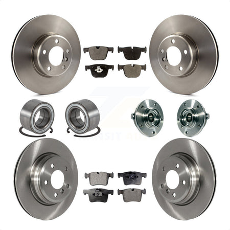 Front Rear Wheel Hub Bearings Assembly Disc Brake Rotors And Ceramic Pads Shoes Kit (10Pc) For BMW 335i xDrive 435i GT Gran Coupe Without Blue Painted Calipers KBB-113494 by Transit Auto