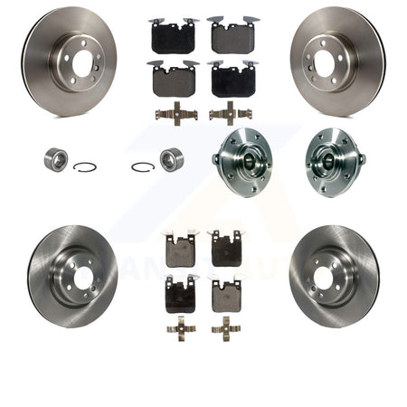 Front Rear Wheel Hub Bearings Assembly Disc Brake Rotors And Ceramic Pads Shoes Kit (10Pc) For 2015-2016 BMW 228i xDrive With Blue Painted Calipers KBB-113496 by Transit Auto