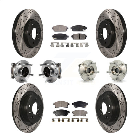 Front Rear Hub Bearings Assembly Coated Disc Brake Rotors And Semi-Metallic Pads Kit (10Pc) For Chevrolet Cruze Buick Verano Volt KBB-113517 by Transit Auto