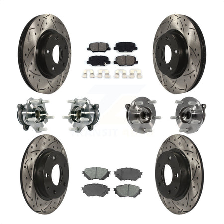 Front Rear Hub Bearings Assembly Coated Disc Brake Rotors And Semi-Metallic Pads Kit (10Pc) For Mazda 3 Sport 2.5L KBB-113596 by Transit Auto
