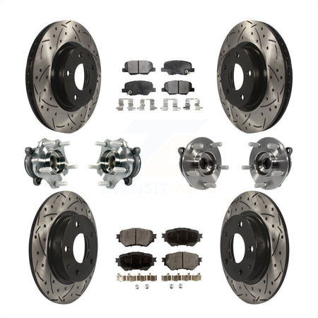 Front Rear Hub Bearings Assembly Coated Disc Brake Rotors And Ceramic Pads Kit (10Pc) For Mazda 3 Sport 2.5L KBB-113649 by Transit Auto