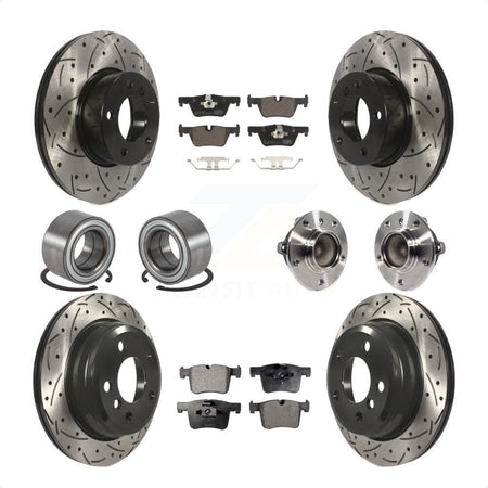 Front Rear Wheel Hub Bearing Assembly Coated Disc Brake Rotors And Ceramic Pads Shoes Kit (10Pc) For BMW 428i Gran Coupe Without Blue Painted Calipers M Sport Package KBB-113688 by Transit Auto