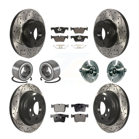 Front Rear Wheel Hub Bearings Assembly Coated Disc Brake Rotors And Ceramic Pads Shoes Kit (10Pc) For BMW 328i xDrive 320i 428i Gran Coupe 328d GT KBB-113690 by Transit Auto